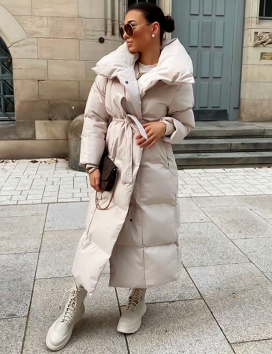 Doudoune longue matelass e beige INAYA BQUEEN PARIS v tements