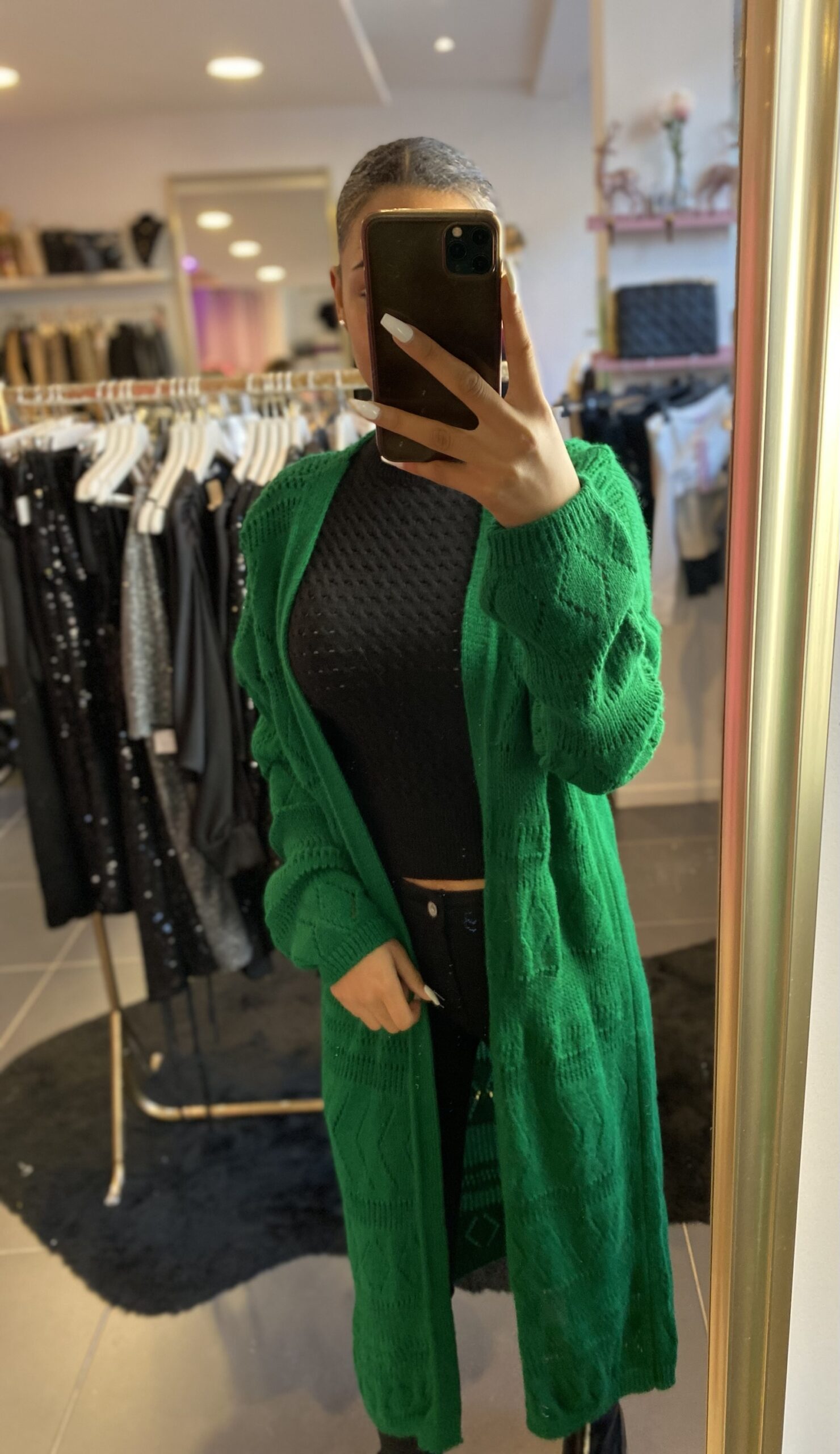 Gilet long vert clearance