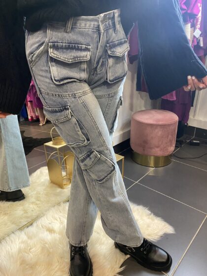 Jeans cargo bleu LAURA