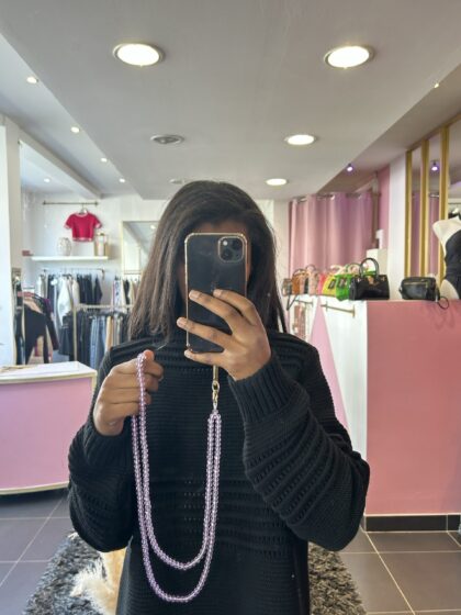 Lanière Bijoux de téléphone perle violet