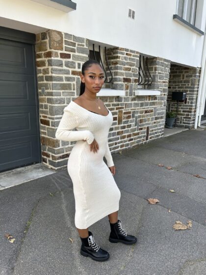 Robe blanche en maille IVY
