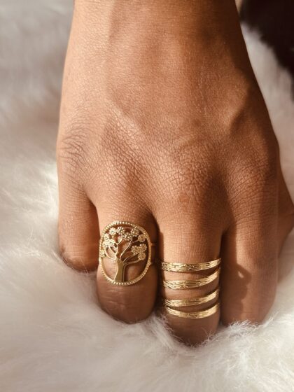 Bague arbre dorée