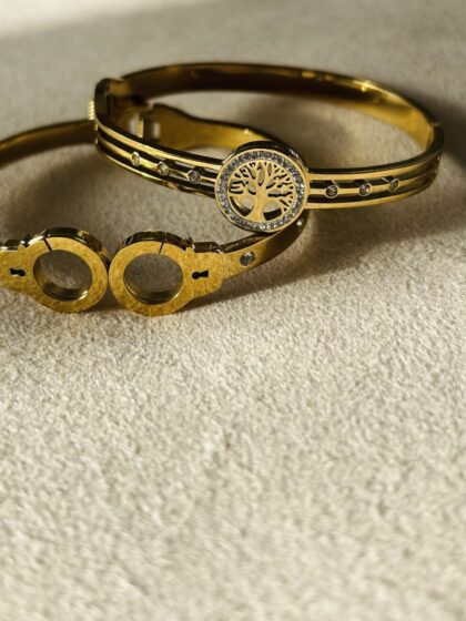 Bracelet jonc menottes doré