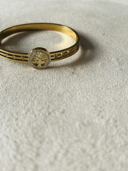 Bracelet jonc three doré