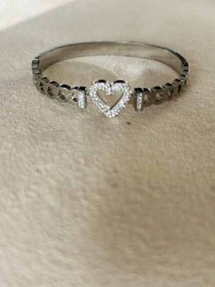 Bracelet jonc coeur argenté