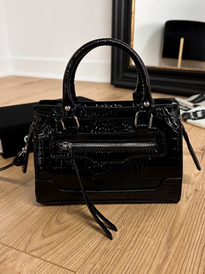 Sac Bandoulière effet croco noir LIAM