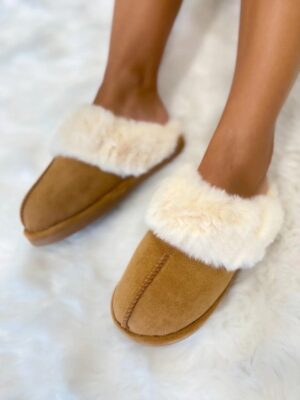 Chausson fourrés camel LISE