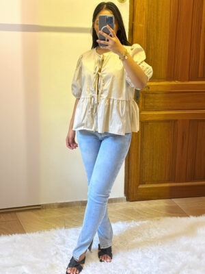 blouse à nouer beige ALIA