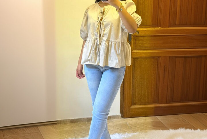blouse à nouer beige ALIA