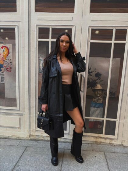 Trench simili cuir noir SANDY