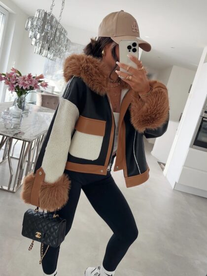 Veste fourree à capuche