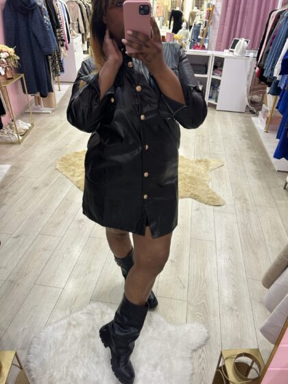 Robe courte simili noire LORIANE