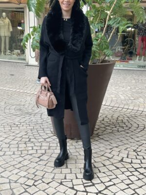 Gilet long col fourré