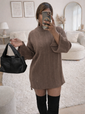 Robe pull ESTELLE taupe