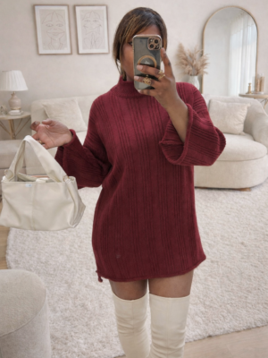 Robe pull ESTELLE bordeau