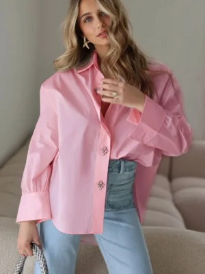 Chemise cristaux argentés rose CRISTAL